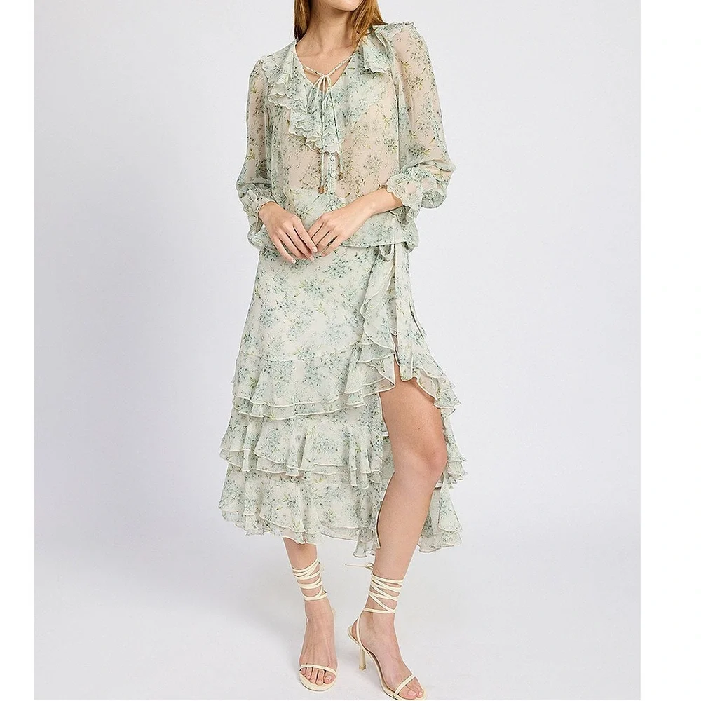 En Saison Marlene floral ruffle tiered Midi skirt - Picture 5 of 13